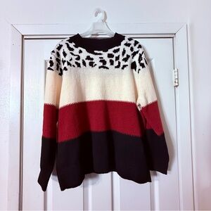 Belle by Kim Gravel Colorblock Sweater - Red, Black, and Cream
